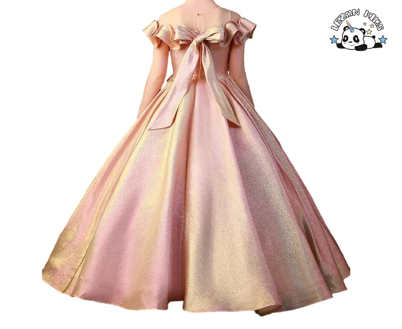 LEZONKIDS - Manufacturer Sale High Quality 2023 New Design Pink Birthday Host Sequined Evening Dress Children's Dress Princess Dress